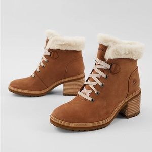 Timberland Sienna High Shearling Leather boot Womens, Size 7.5, Rust Nubuck